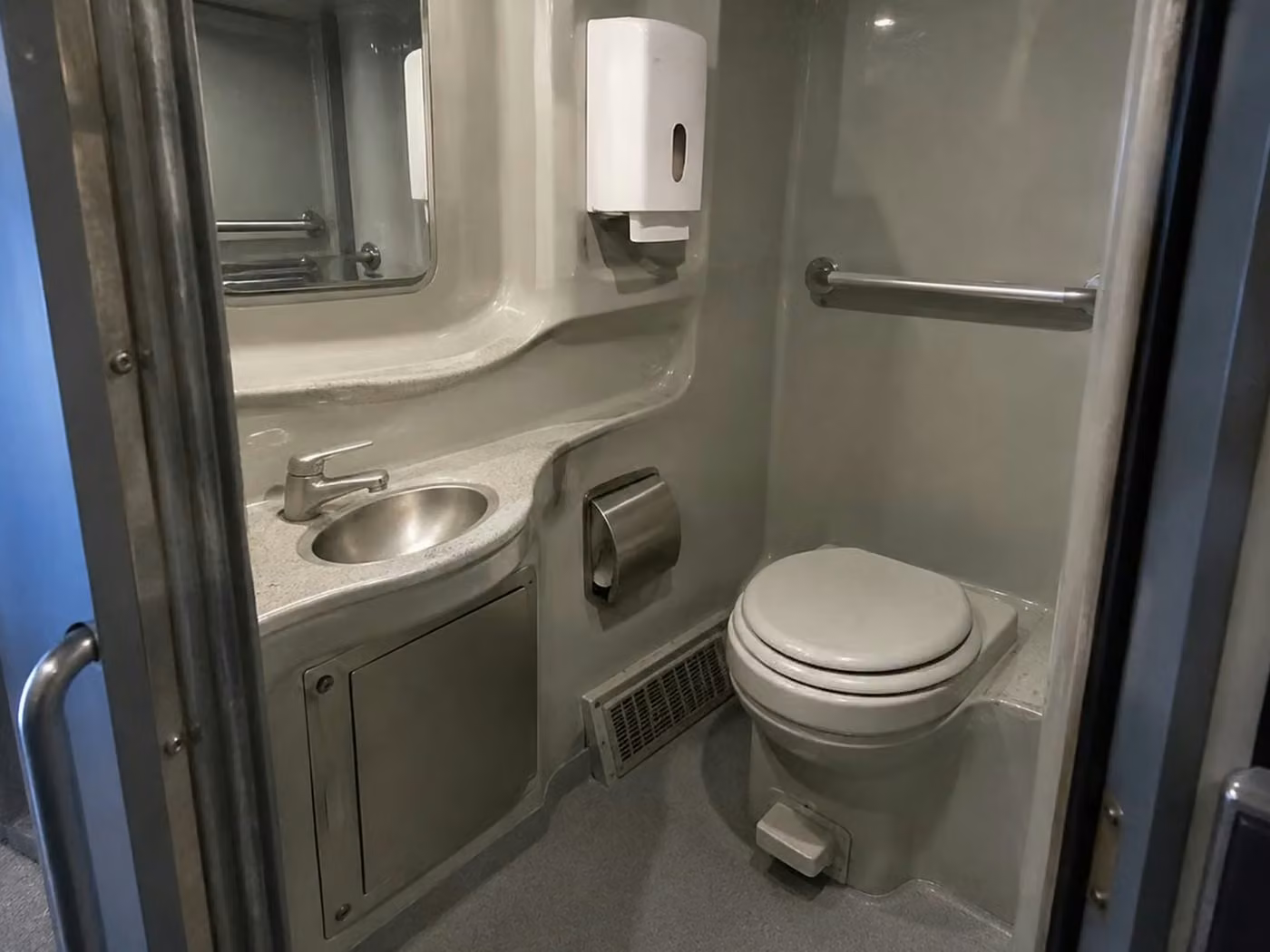 lagrange 56 passenger charter bus onboard restroom